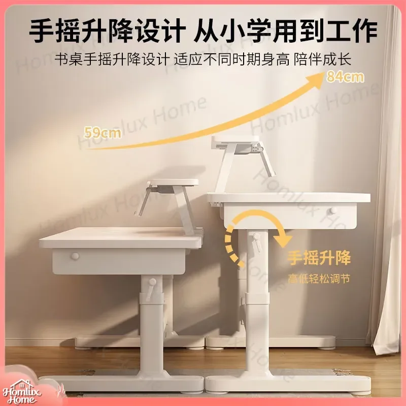 Adjustable Height Kids Study Table for Children Bedroom Desk Solid Wood Writing Desk for Primary Secondary School Students