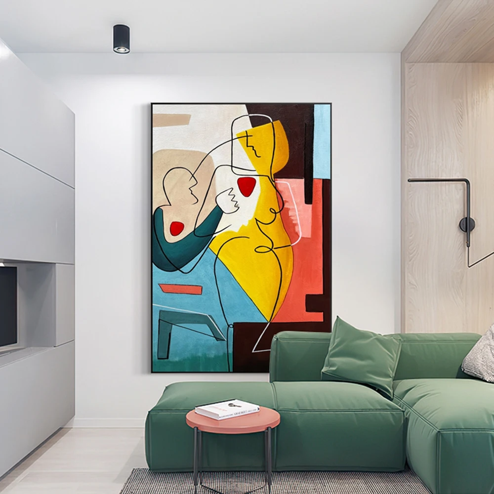 Mintura,Handpainted Cartoon Fiture Oil Painting on Canva Modern Abstract Poster Wall Art Picture for Living Room Home Decoration