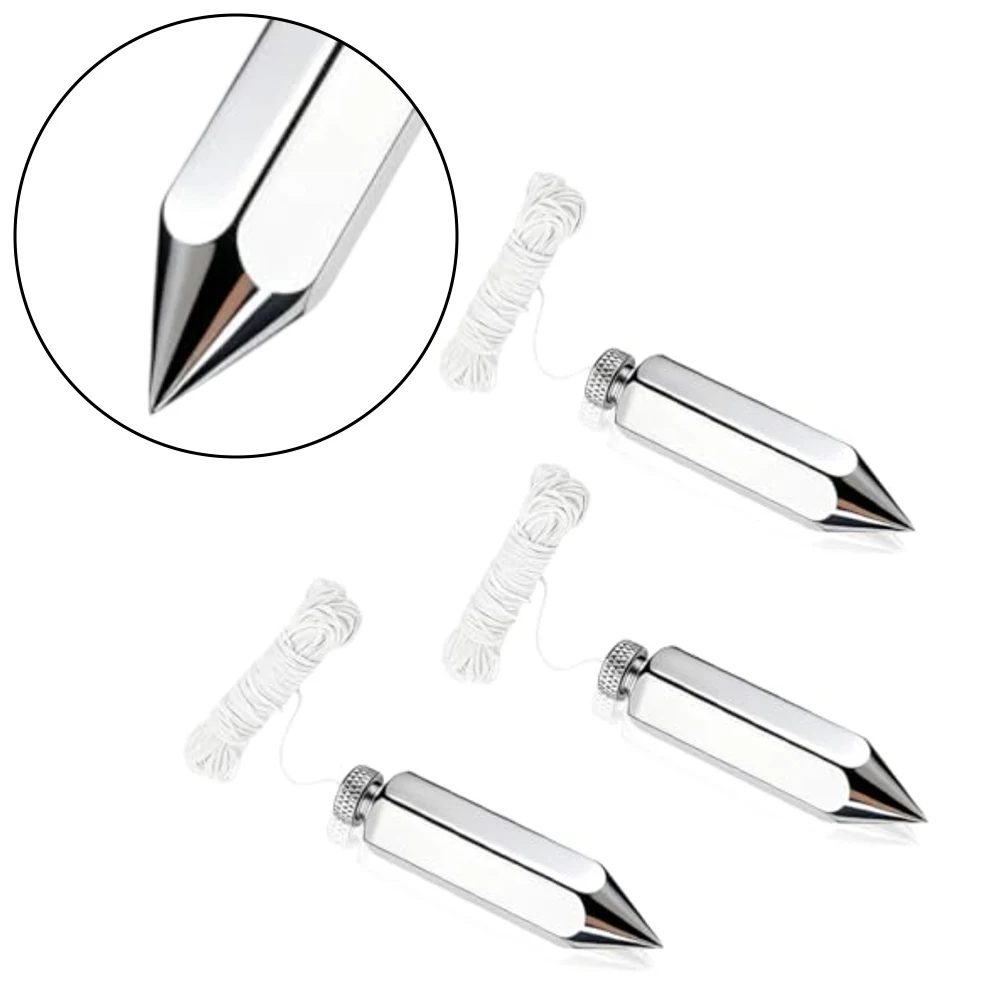 8 oz Hexagonal Plumb Bob Set Brass Weighted Tip Steel with 15 Meter High Visibility Line for Accurate Vertical Alignment