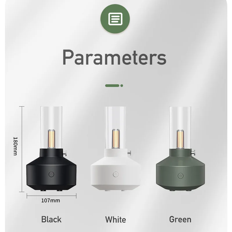 Candlelight Aroma Diffuser Portable 150Ml USB Air Humidifier Essential Oil Diffuser Cool Mist Maker Fogger With LED Night Light