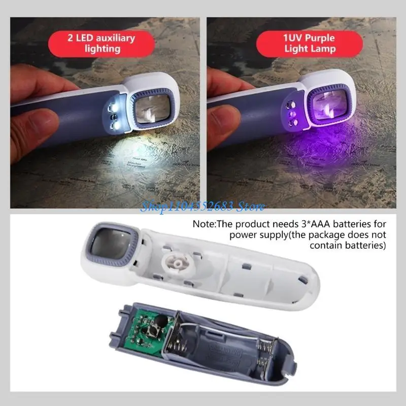 Y6GD Kính lúp cầm tay Y6GD với ống kính công suất cao LED chiếu sáng đọc kính lúp với 3 đèn LED cho Senior & Sở thích