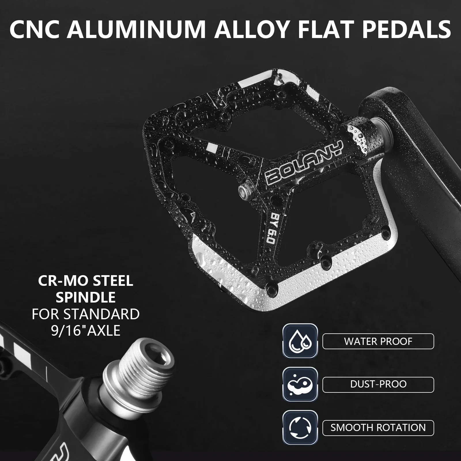 BOLANY 6.0 MTB-Pedal aus Aluminiumlegierung: 16 – Nagel, CNC-Hohl, rutschfest, 3 – Lagerschmierung