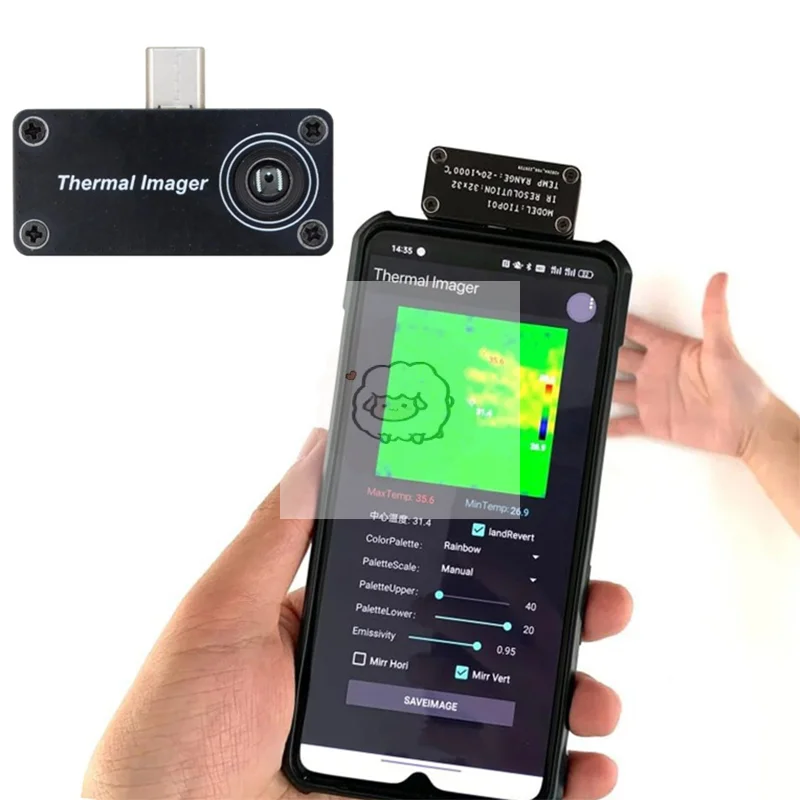 

Type-C Mobile Thermal Imager Imaging Camera APP Control Thermal Camera For Android Mobile Phone Infrared Thermal Imager