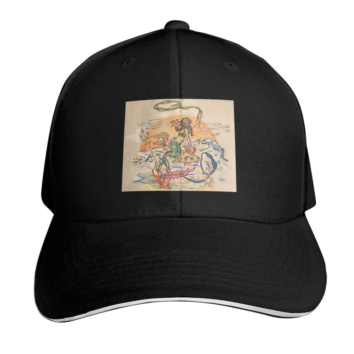 Mermaid Rodeo Above the Waves Baseball Cap Quick Dry Performance Cotton Twill Breathable Contrast Two Tone Brim