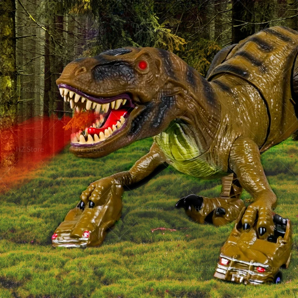 Jurassic World 50cm Spray Shake Head Tyrannosaurus Rex 2.4GHZ Remote Control Simulate Creeping Sound and Light Dinosaur Toy