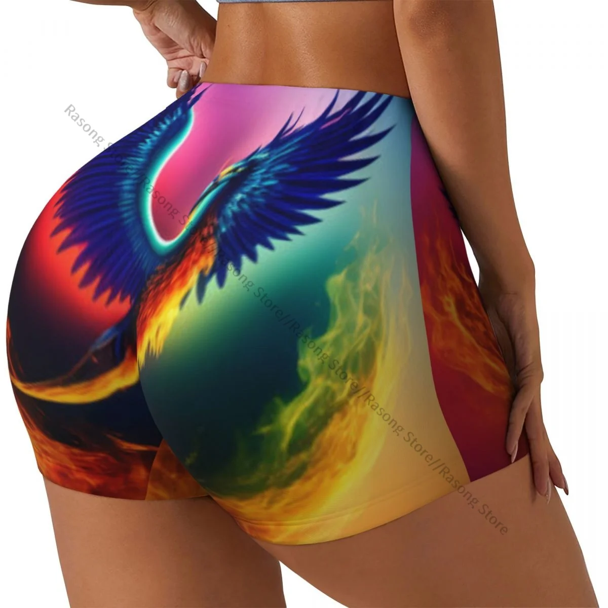 

Женские шорты для йоги Phoenix Bird On Fire Art Scrunch Booty Подтяжка ягодиц Комфортный фитнес-зал