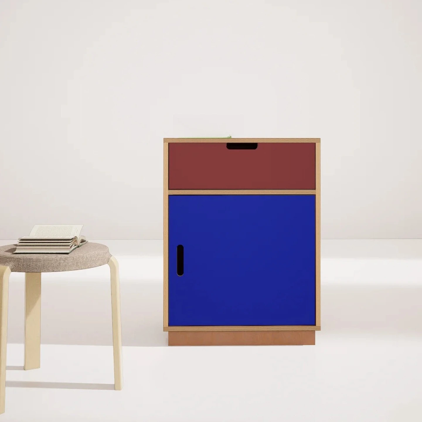 Dopamine contrasting color chest cabinet, marine board color matching bedside table, floor combination module cabinet