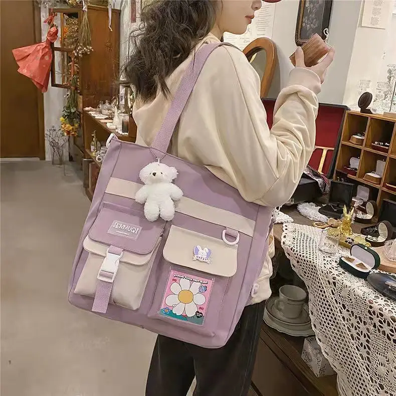 

Shoulder Crossbody Bag New Japanese Student Cute and Simple Makeup Bag Large Capacity Versatile Handheld Tote Bag