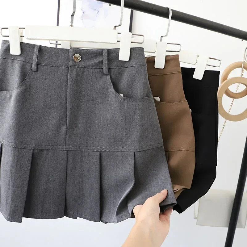 Plisowana spódnica z wysokim stanem damska w stylu uczelnianym, spódnice mini w stylu Y2K vintage, spódnice damskie koreańskie, dopasowane spódnice w kształcie litery A.