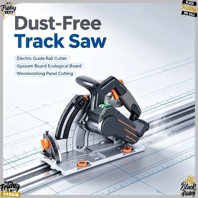 Woodworking Track Saw with Dust-Free System, Precision Electric Cutter for Gypsum Board Ecological Board and Panel Cutting