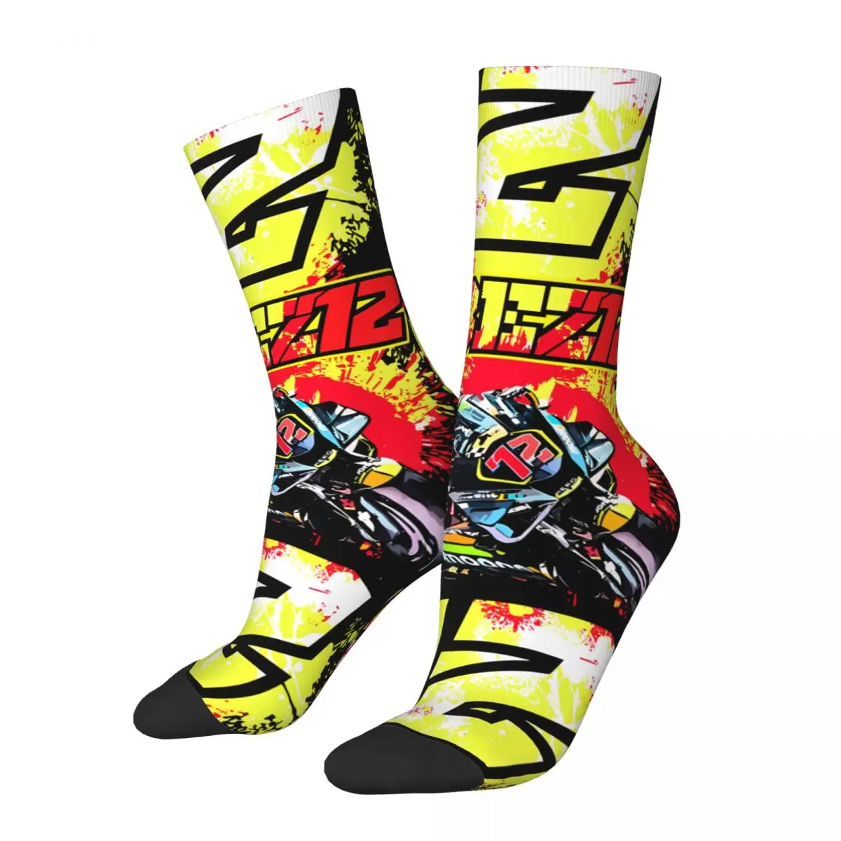 Funny Crazy Sock for Men Stalwart Hip Hop Vintage Marco Bezzecchi 72 Happy Quality Pattern Printed Boys Crew compression Sock