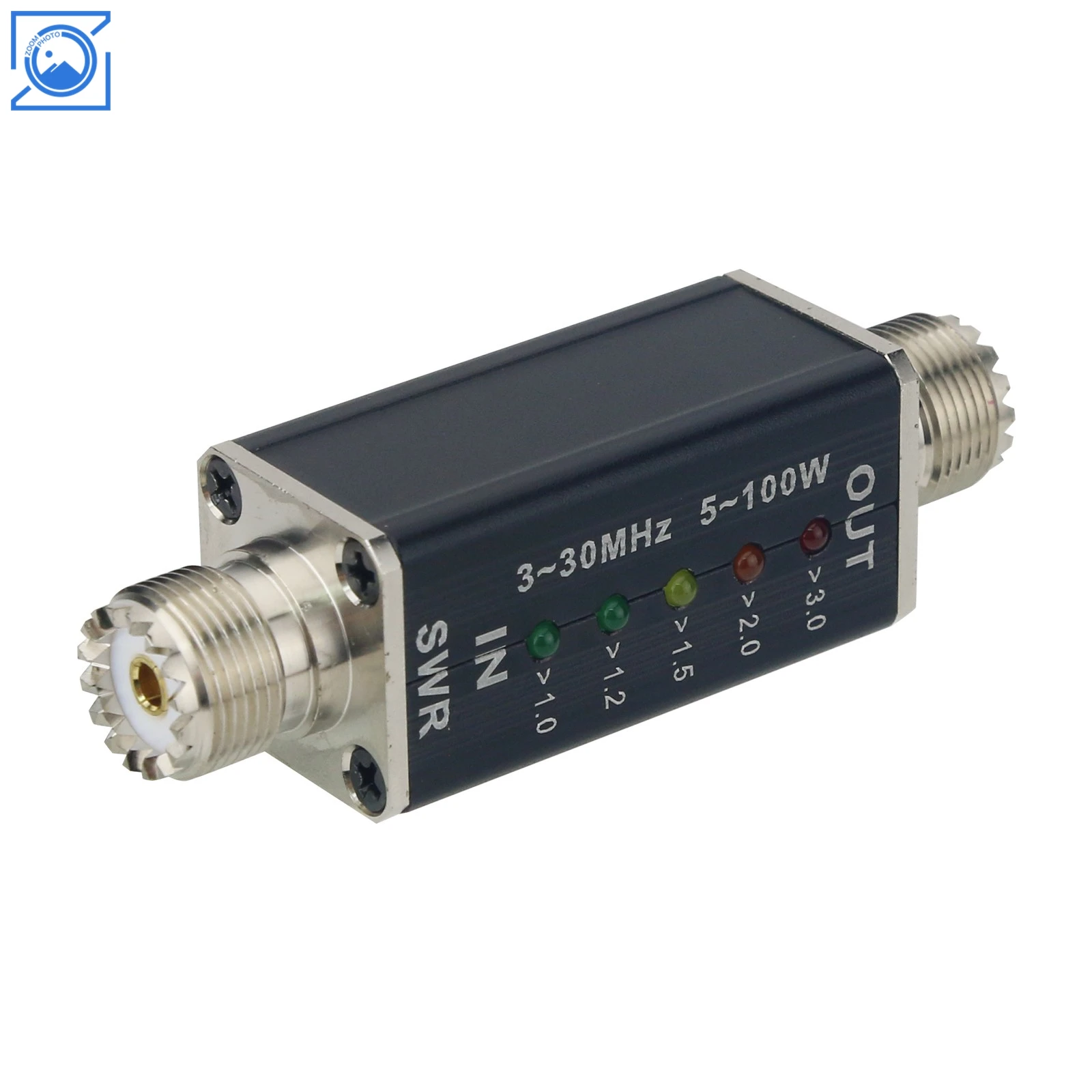 

3-30MHz 5-100W SWR Meter Shortwave SWR Power Meter PWR SWR Meter with 5 LED Indicator Lights