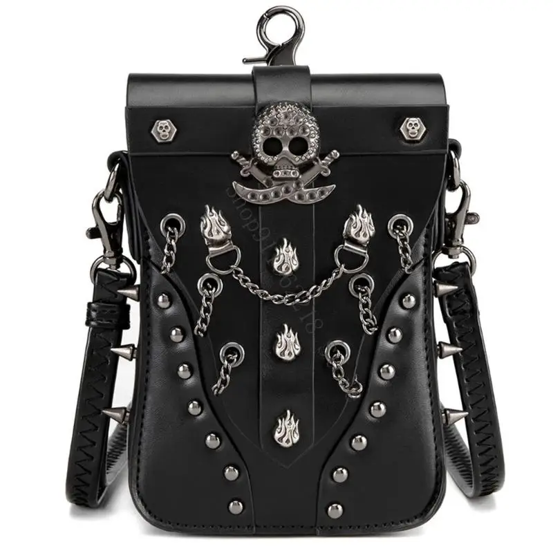 

Small Gothic Crossbody Handbag For Women Punk Leather Purse Shoulder Bag 066F