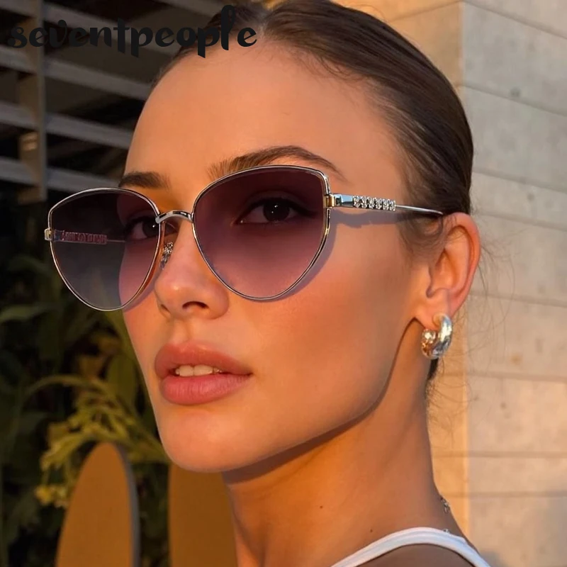 

Oversized Sexy Cat Eye Sunglasses Women 2025 Luxury Brand Fashion Metal Polygon Punk Sun Glasses Vintage Shades For Ladies UV400