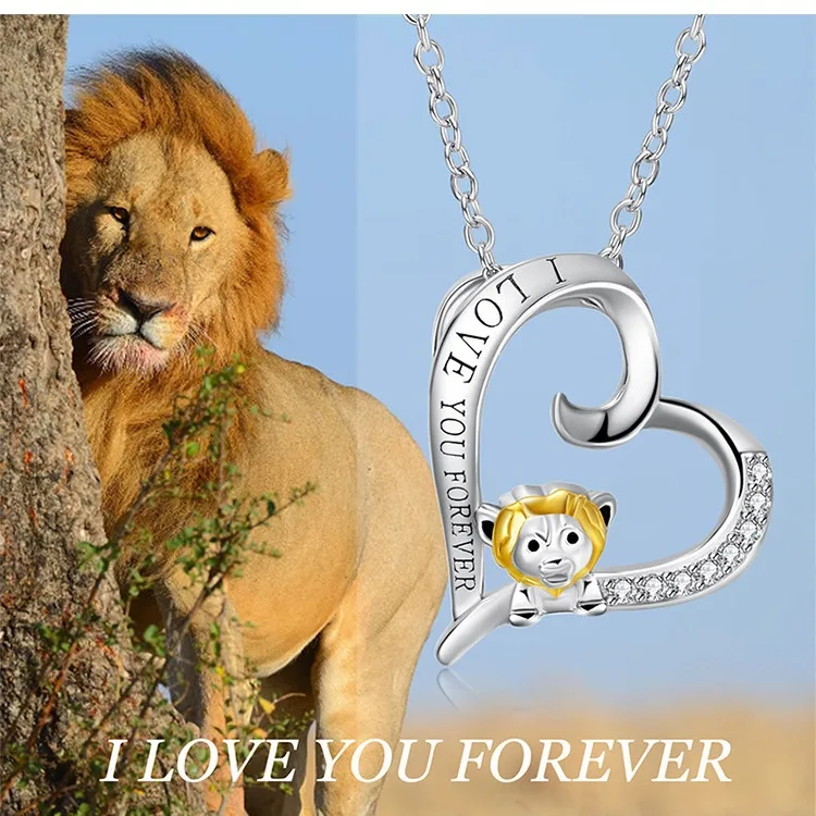 1pc Dual Color Gold-plated Lion Heart Collarbone Chain Small Animal Fashion Personality Necklace for Women Accessories Jewelry