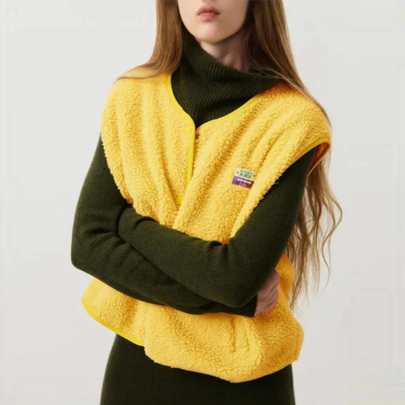 

Vests New Spring Autumn Women Button Waistcoat Winter Thermal Warm Vests Sleeveless Jacket Ladies Coats