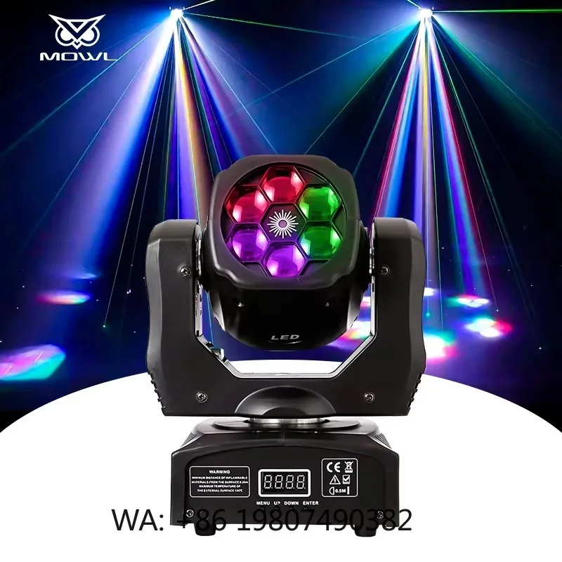 6x15W Bee Eye RGBW LED Moving Head Projection Light Built-in Red Green  Star Effect for DJ Party Stage Atmosphere