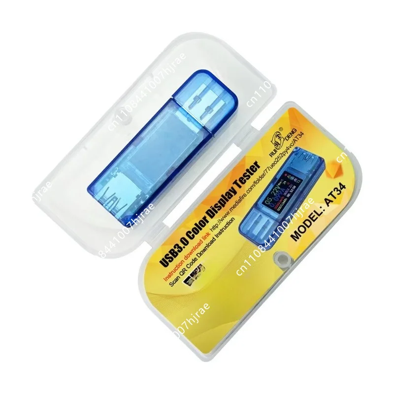 AT34 USB 3.0 Digital Tester Color LED Screen DC Voltmeter Ammeter Multimeter For Power Bank Battery Charging Parameter Test Tool