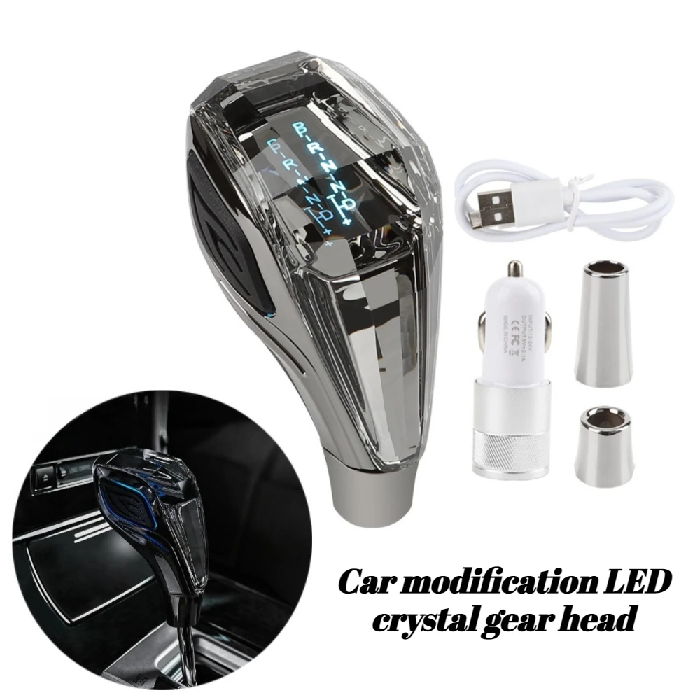 New Crystal Multicolor LED Light Car Gear Shift Knob Universal Modified Lever Handball for Toyota for Mazda for Mitsubishi Etc