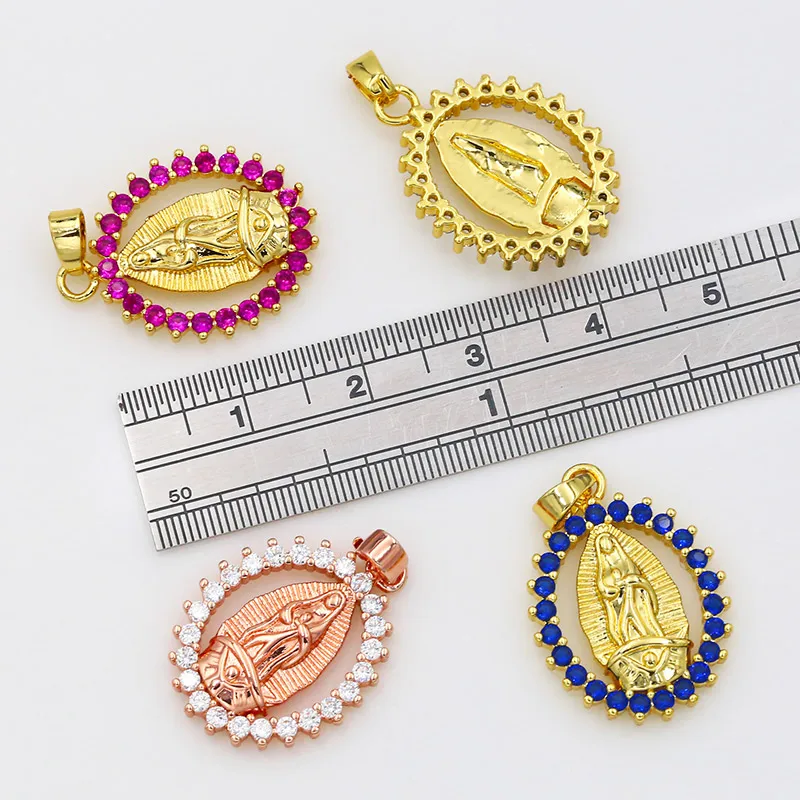 OCESRIO DIY Muticolor Virgin Mary Pendant Decoration For  Crystal Peace Pendant CZ Nacklace Jewelry Virgen De Guadalupe Pdta019