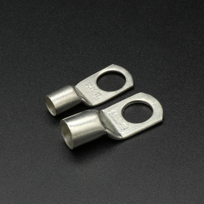 5-100pcs Type Wire Nose Terminal Bare Copper SC6 SC10 SC16 SC25 SC35 Battery Block Lugs Hole ID 6 8 10 12mm Cable Connector