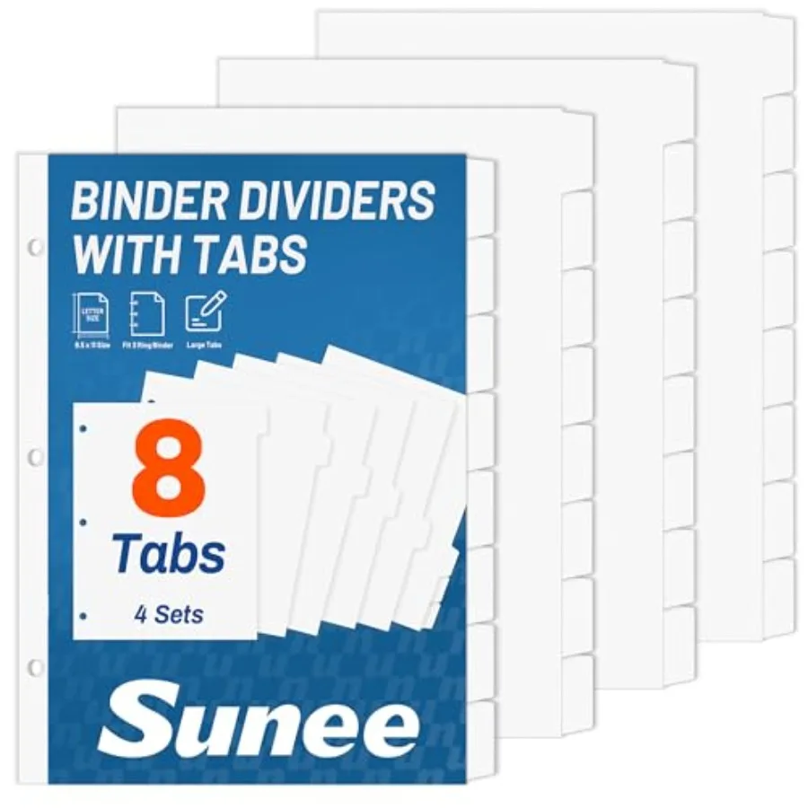 

Binder Dividers with Tabs for 3 Ring Binder,.x 11 Paper White Binder Dividers Blank with s, 4 Sets Page Dividers for School, Of