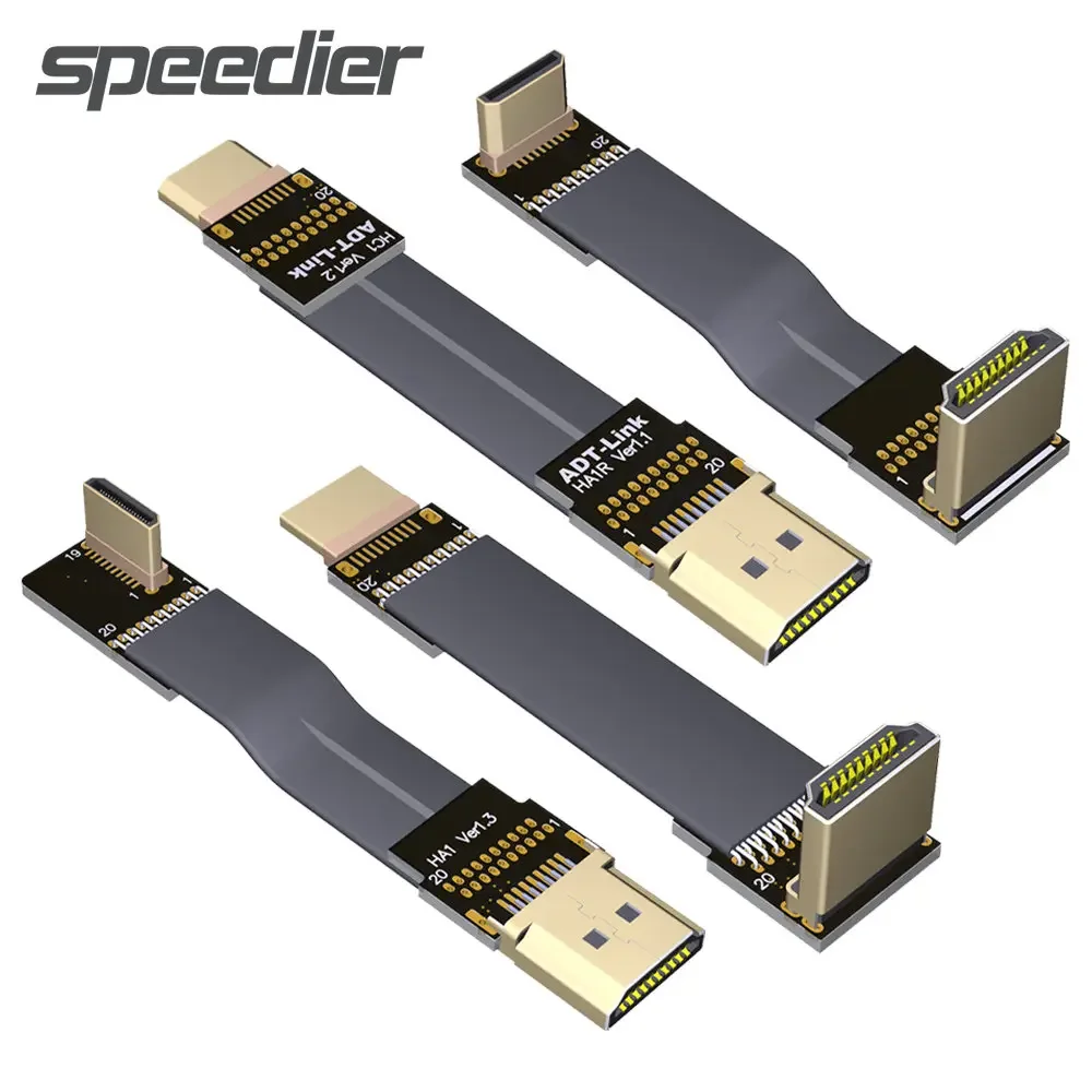 20P A-C Type Mini-HDMI2.0 Extension Cable Shielded HD V2.0 Male to Male Ribbon Flat Cable 4K HDR 18Gbps Data Video HDTV Extender