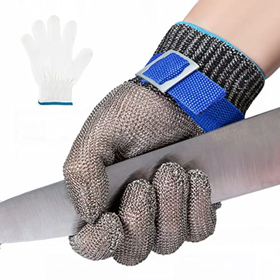 Level 9 Cut Resistant Glove Stainless Steel Wire Metal Mesh Butcher Glove for Meat Cutting Oyster Shucking Chopping and Peeling