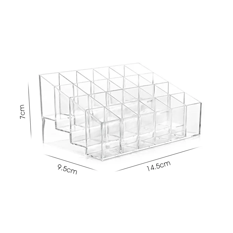 Transparent 24 Grids Acrylic Makeup Organizer Lipstick Holder Display Rack Case Cosmetic Nail Polish Make Up Organiser Tool#059