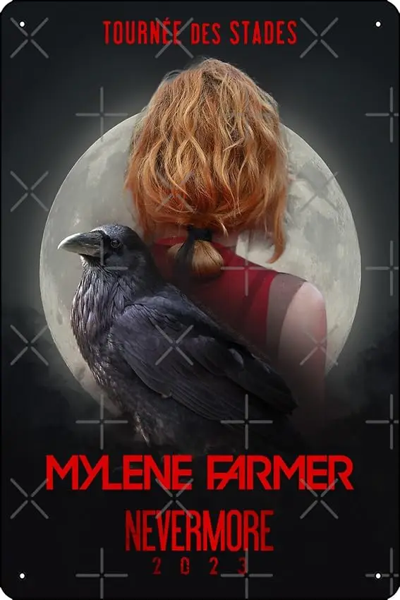 Mylène Farmer - Nevermore 2023 Poster Metal Tin Sign 12 X 8 Inch Funny Man Cave Home Office Bar Decor