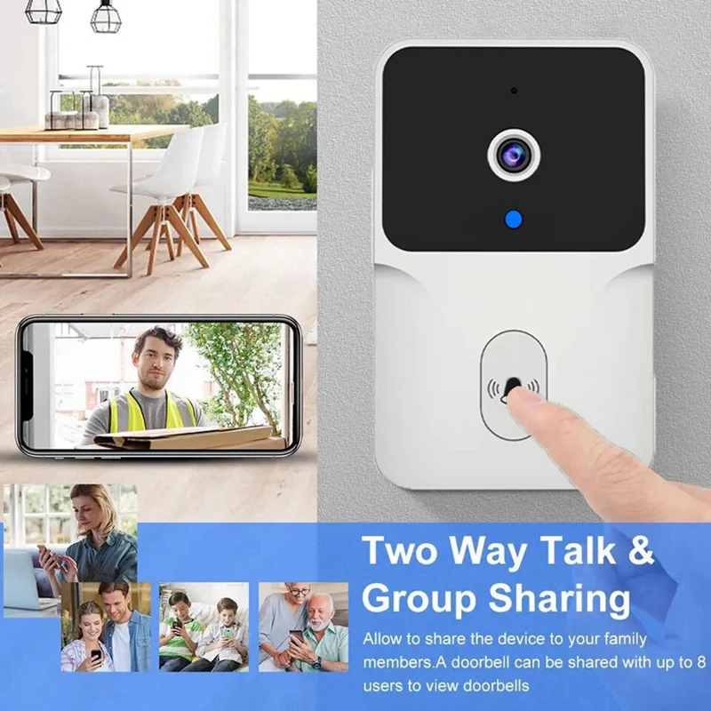 Tuya Wifi Doorbell Video Doorbell Two-Way Talk Night Vision Camera Doorbell Smart Life Doorbell Smart Home Security Easy Install