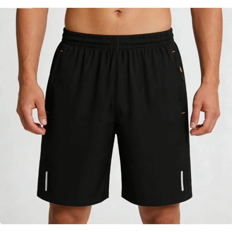 

Мужские быстросохнущие шорты для бега с эластичным поясом и светоотражающей полосой, легкие дышащие спортивные брюки для тренировок в тренажерном зале и фитнеса