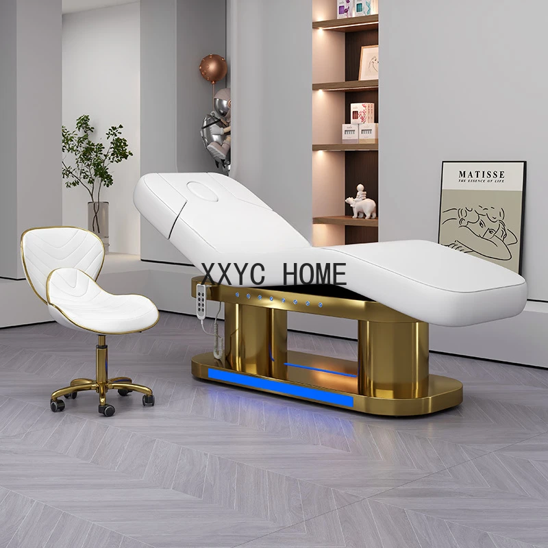 Electric Lift Beauty Care Beauty Led Stainless Steel Gold Plated Massage Couch