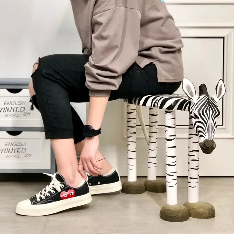 Zebra shoe change stool entrance shoe stool adult   makeup  r y