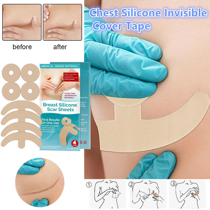 Reusable Silicon Gel Invisible Stickers Circular Arc Chest Invisible Concealer Scar Repair Patch Tattoo Flaw Conceal Tape