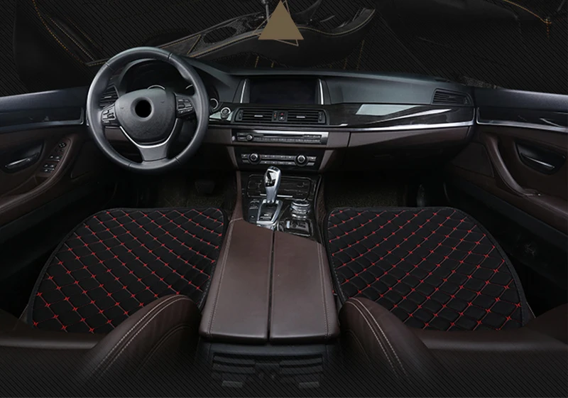 Kcimo 3-teiliges Autositzbezug-Set aus Baumwolle und Leinen, universeller Autositzbezug, Autositzkissen, Autositzschutz, Innenraum-Autozubehör – Detail 3
