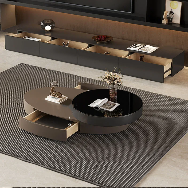 

Уникальные журнальные столики для хранения, роскошные деревянные овальные журнальные столики премиум-класса, вращающиеся минималистичные мебели Mesas De Centro Para Sala для дома