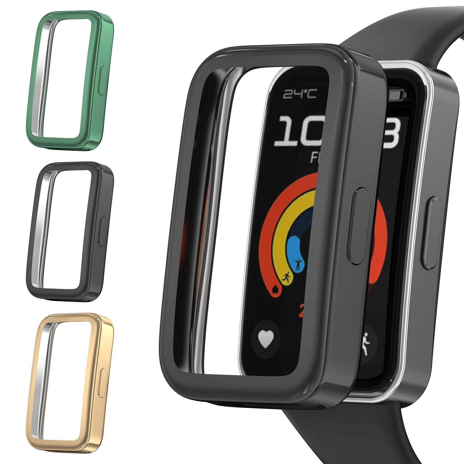 Huawei Band 9/8/10用 ソフトTPUケース シェルフレーム バンパー スクリーンプロテクター 完全クリア保護カバー