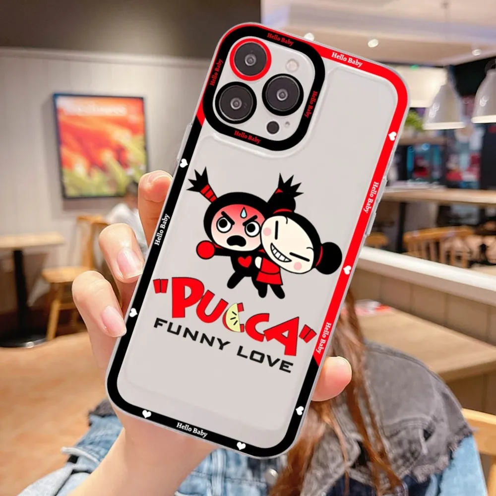 Custodia per telefono Cartoon Pucca Garu per iPhone 15 14 13 12 11 Pro Max XS X XR Mini Cover protettiva