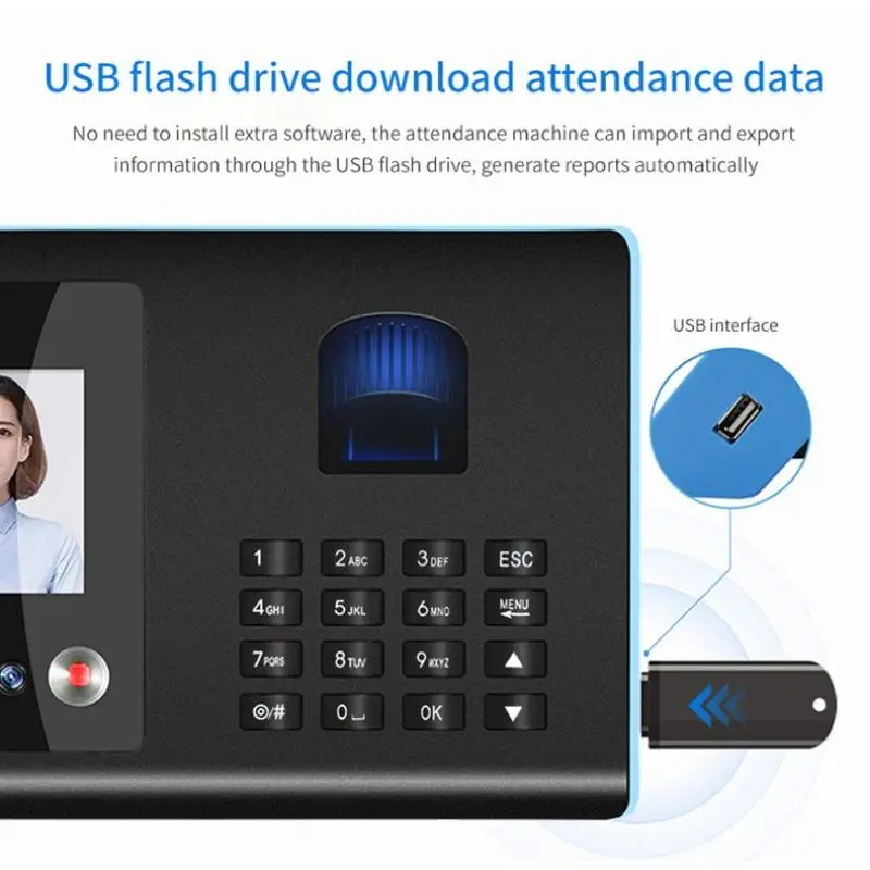 FA01 Face Attendance Machine Employee Fingerprint Check-in Device Password Facial Recognition Apparatus Use for Office Factory