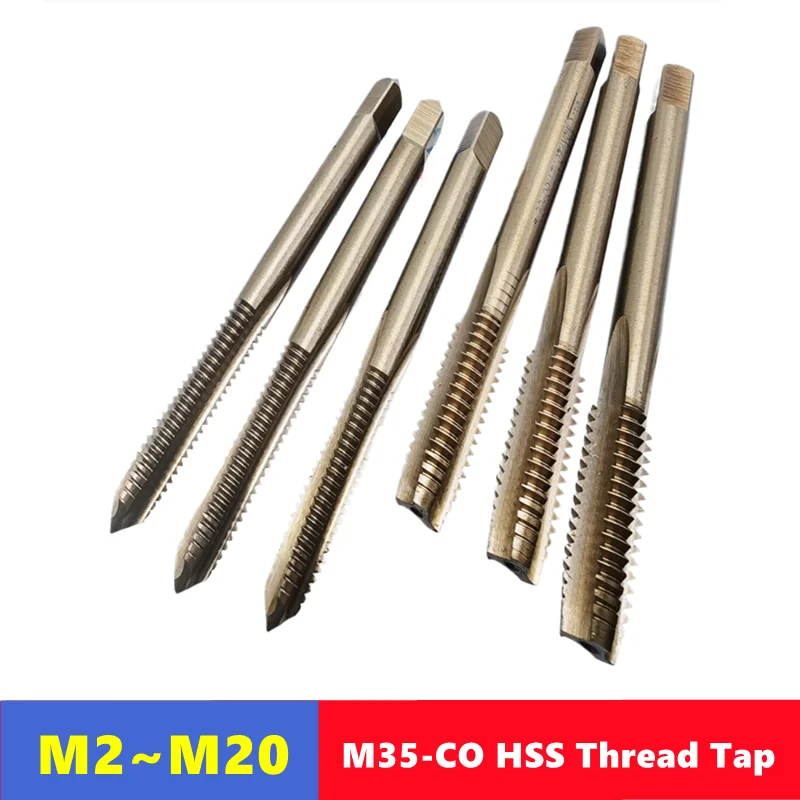 1pcs M35-CO HSS right-hand straight slot machine tap M2-M20, used for stainless steel material tapping and drilling tools