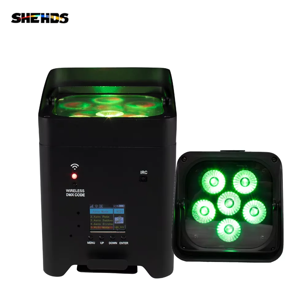 

SHEHDS 4PCS Par Light 6x18W 6in1 RGBAW+UV Battery Lighting Wireless Remote For DJ Disco Wedding Christmas Lights Audience