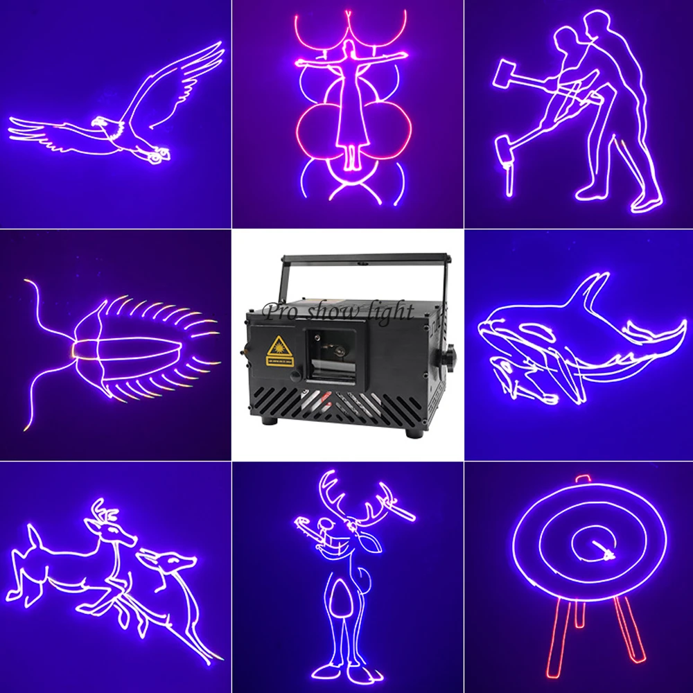멀티 컬러 ILDA + DMX512 + SD 카드 레이저 광 1000MW 원격 제어 무대 디스코 조명 Dj 장비 레이저 프로젝터 라이트 파티