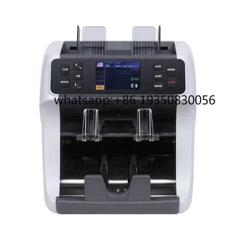 PST Two Pocket Two CIS LED Multi-Currency Banknote Value Counter Auto Sorting Bank Grade 900 Pcs/min Speed 200 Pcs Hopper