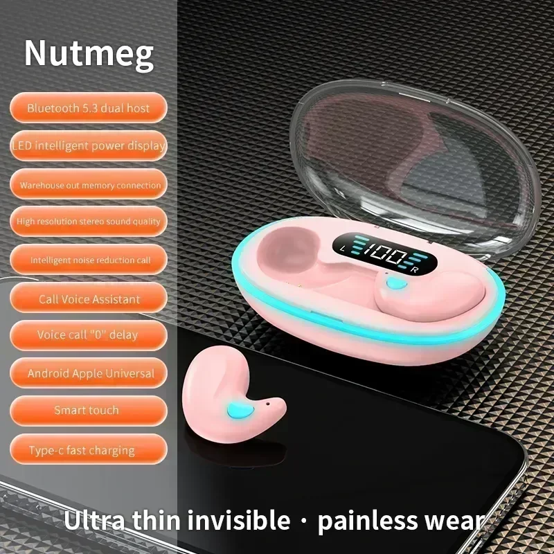 X55 Unsichtbare Kabellose Kopfhörer - TWS Bluetooth Unsichtbare In-Ear Geräuschunterdrückende Sport-Kopfhörer IPX5 Wasserbeständig – Detail 23