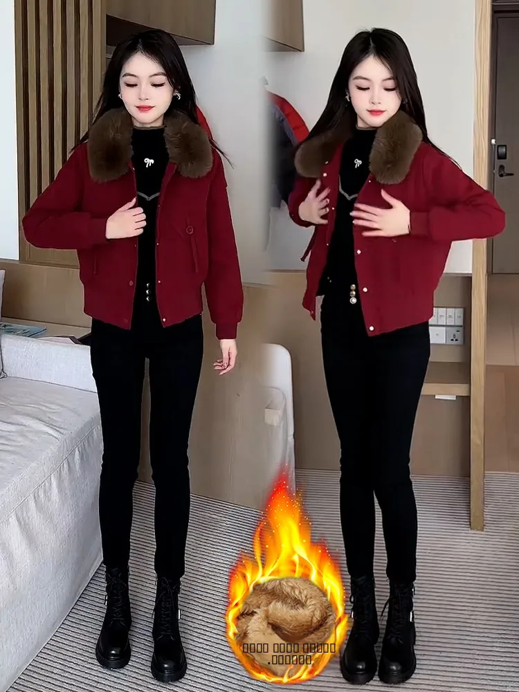 

Женская утепленная куртка на флисовой подкладке, зимняя модная теплая хлопковая куртка-жакет в корейском стиле, универсальная, маленького размера