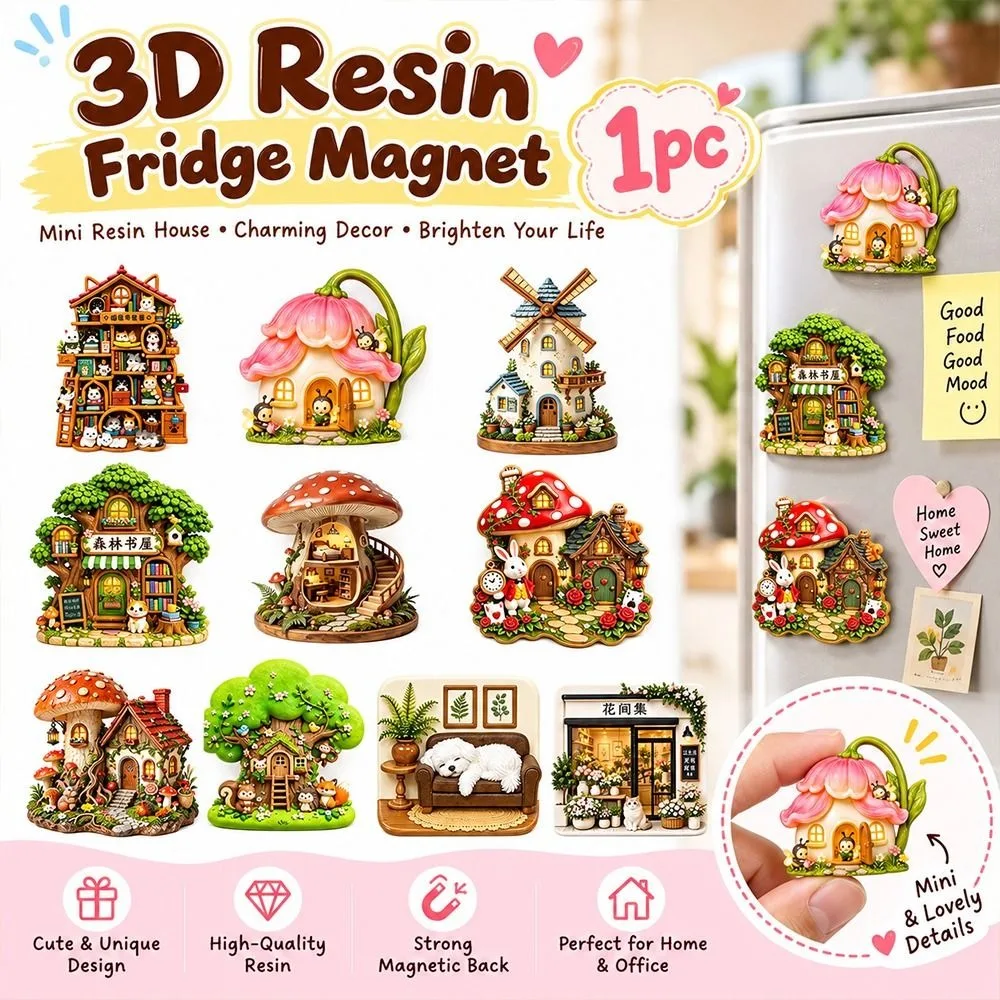 Cute Theme Resin Fridge Magnet 3D Relief Cartoon Pattern Decorative Fridge Magnet Resin Simulation 3D Refrigerator Stickers