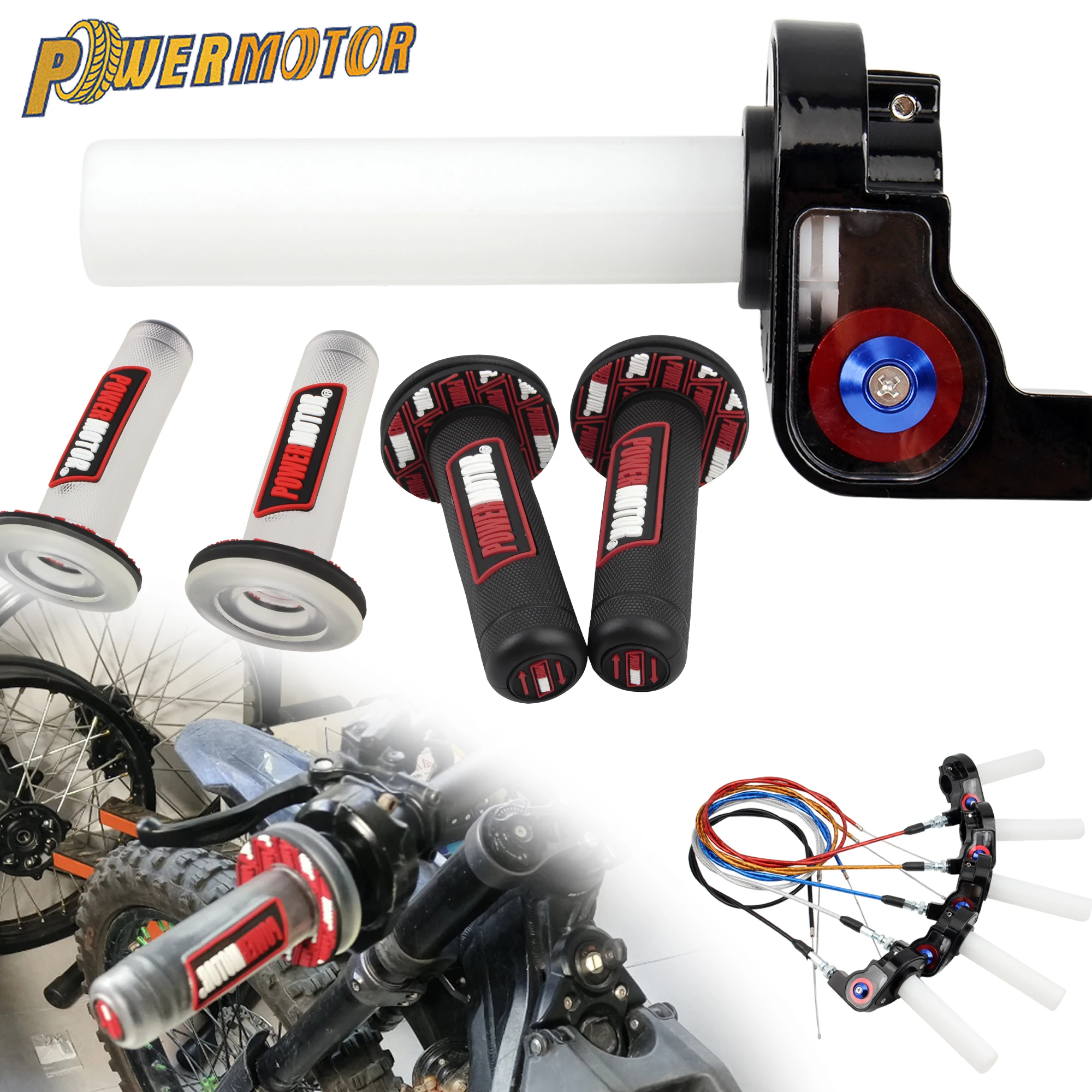 

Motocross 7/8" 22 24mm Rubber Hand Grip Quick Twist Throttle Settle Grip Throttle Cable for KTM Beta Enduro DirtBike Handle Part