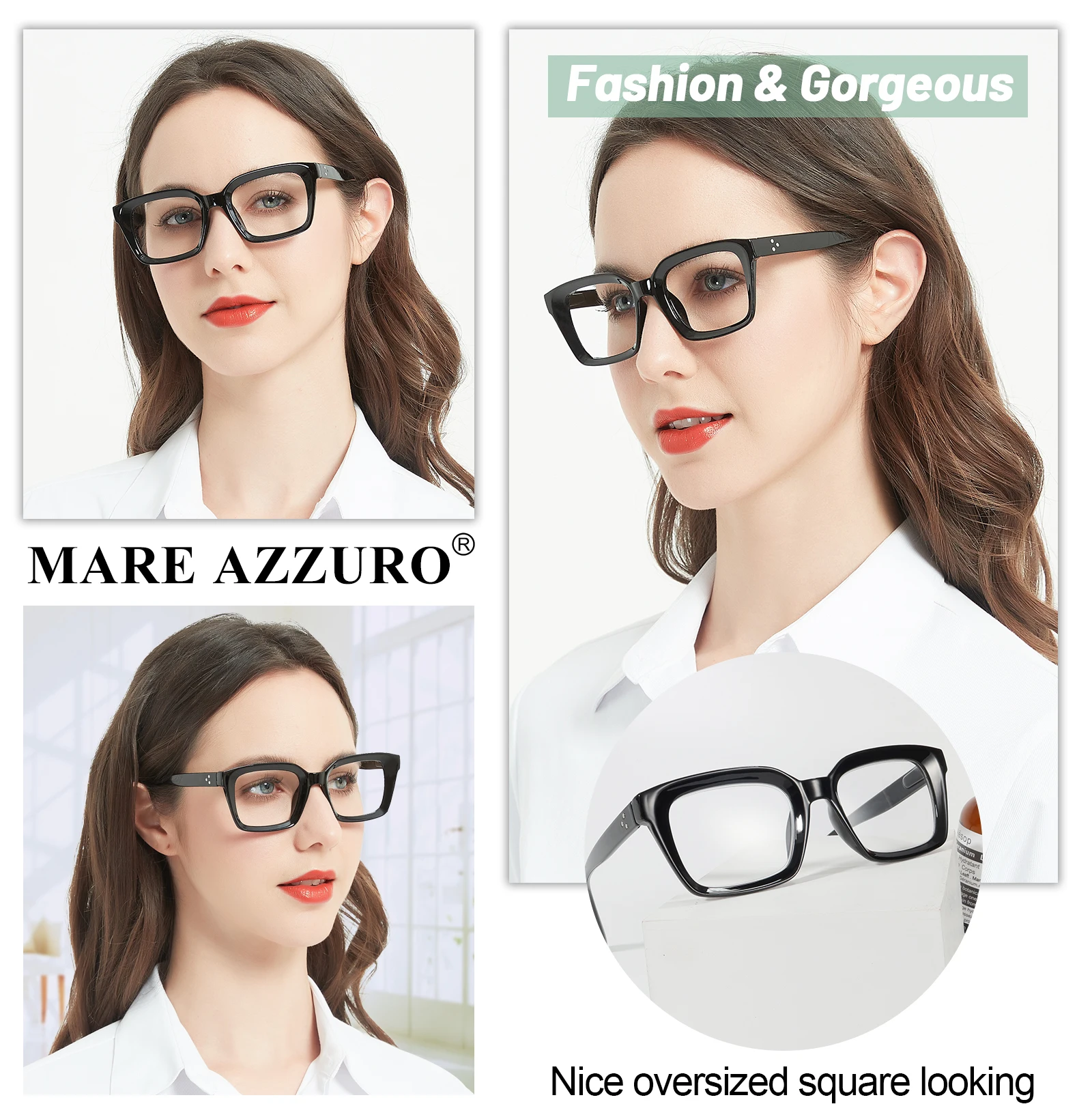 Oversized Reading Glasses Women Blue Light Blocking Glasses Magnifier Decorative Eyewear Fashion Eyeglasses Frames Presbyopic +1