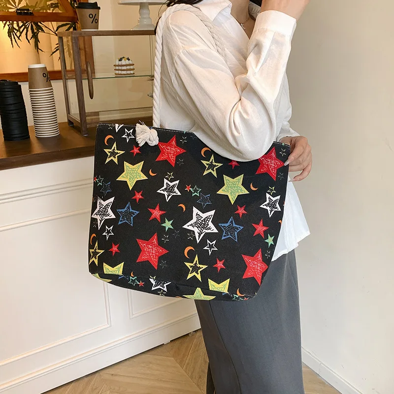 حقائب كتف نسائية يابانية بسيطة ومتعددة الاستخدامات حقائب يد قماشية هاراجوكو ذات سعة كبيرة حقائب يد جديدة محمولة للفتيات #4